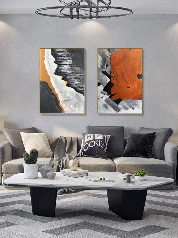 软装挂画定制：背景墙挂画现代简约抽象立体肌理